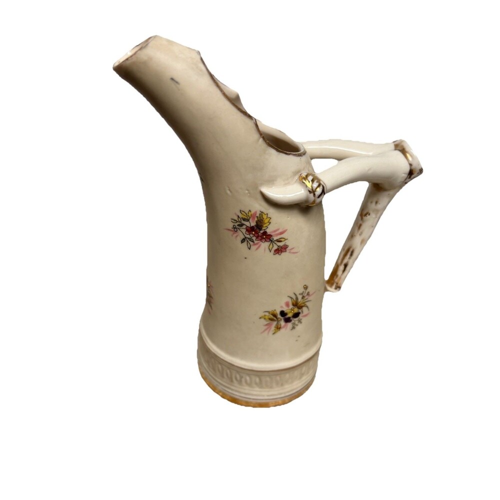 Antique RS Germany Porcelain Horn Pitcher - Red Mark Suhl -Hand Painted